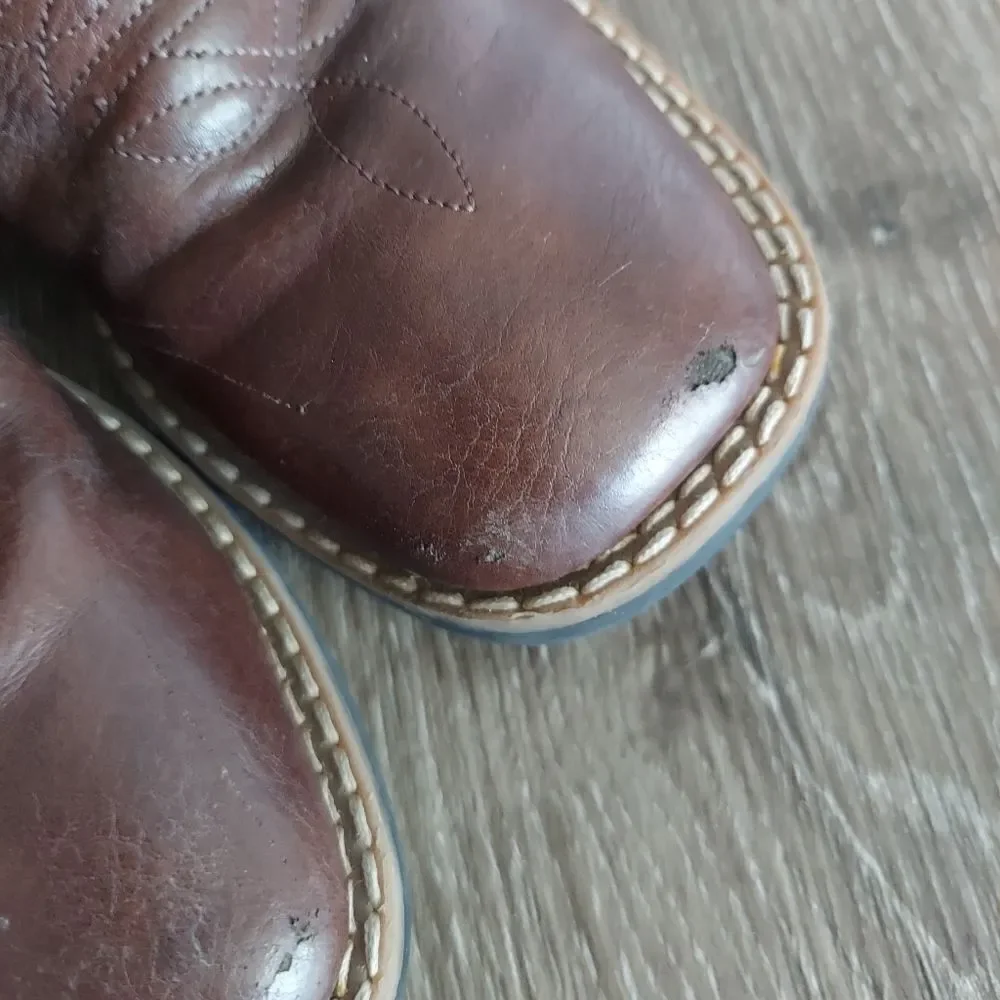 Old West Children All Over Leatherette Material Broad Square Toe Western Boot 2D